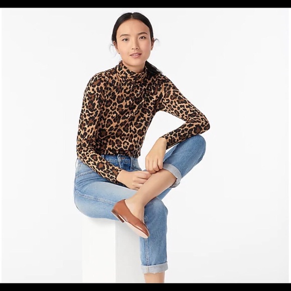 J. Crew Tops - J. Crew Tissue Turtleneck in Leopard